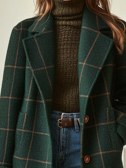 Amara - Elegant Checked Wool Coat