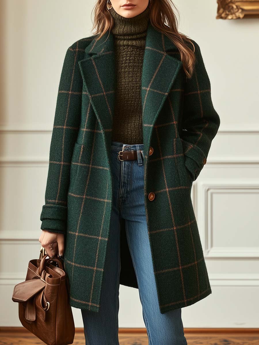 Amara - Elegant Checked Wool Coat