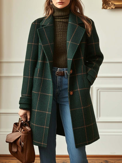 Amara - Elegant Checked Wool Coat