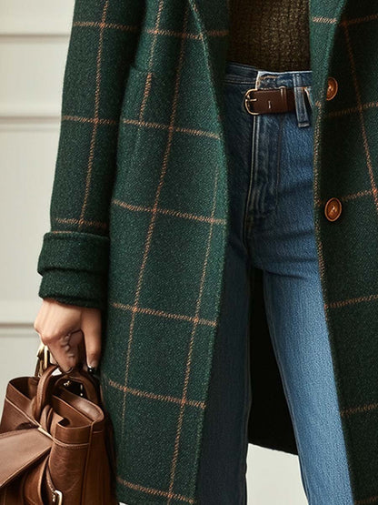 Amara - Elegant Checked Wool Coat