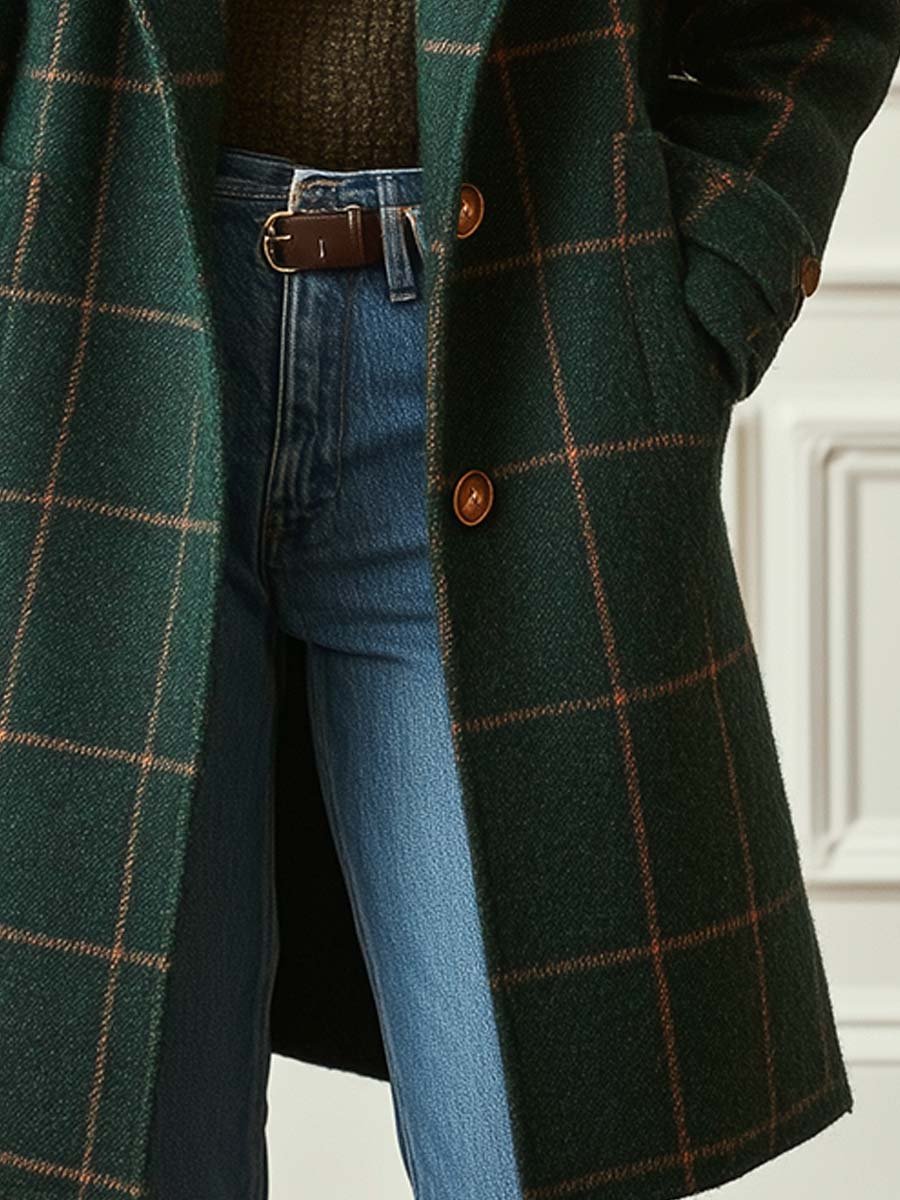 Amara - Elegant Checked Wool Coat